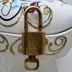 Louis Vuitton Gold-tone Padlock Key Charm #316 Vintage With Key